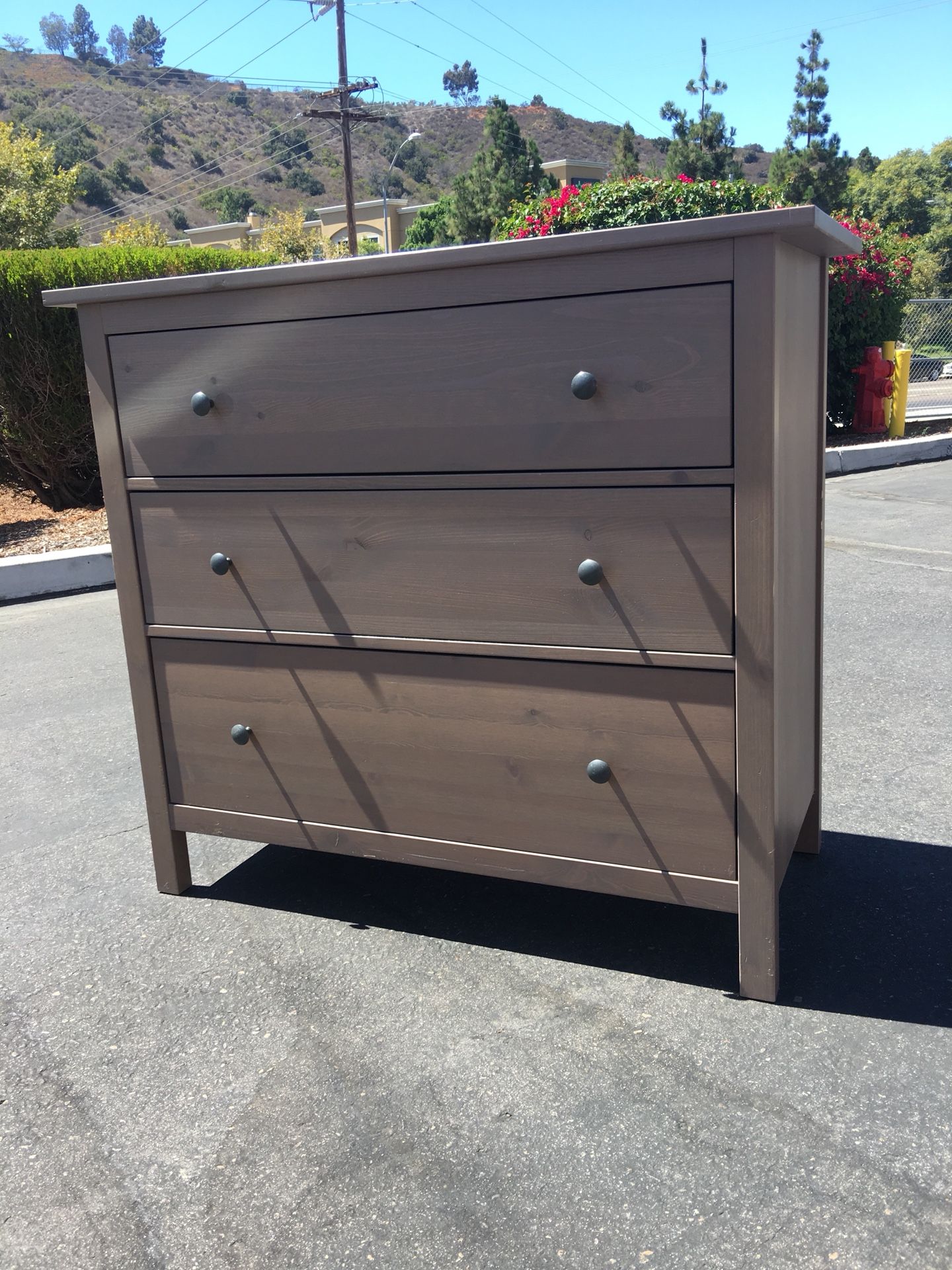 IKEA Hemnes 3 Drawer Dresser / Nightstand - Brown-Gray