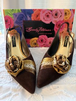 Vintage Beverly Feldman Slingback Pump Brown Cat