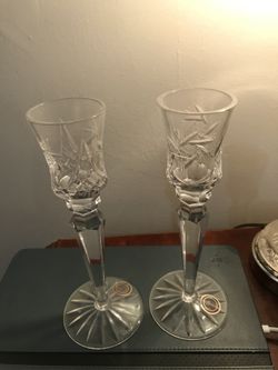 Crystal cut candlestick holders