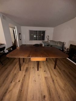 Large Wood Dining Table with Drawer