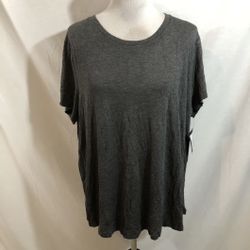 A & I Charcoal/black Short Sleeve Top - Womens 2X, NWT, Bust 22”