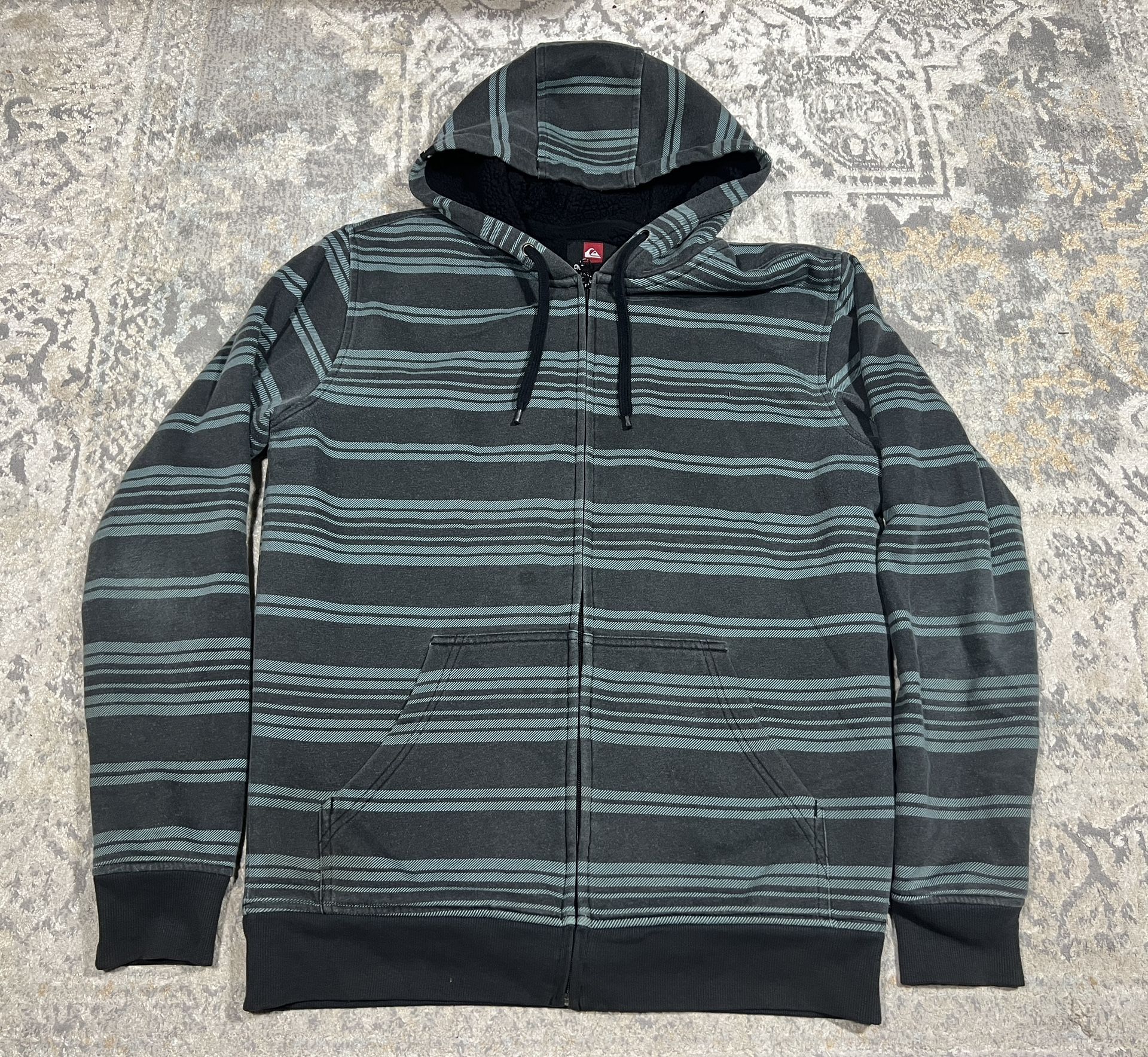 Quicksilver Sweatshirt Full Zip Long Sleeve Hoodie Size S Multicolor Striped