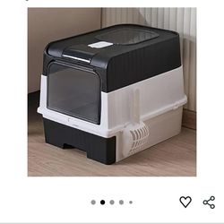 Enclosed Litter Tray - Sifting Scoop Kit, Pet Hygiene Box, Easy Clean Cat Accessories | Apartment Bedroom Bathroom Living Room for Apartment Bedroom B