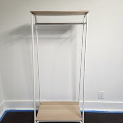 White Metal Clothing Rack And Display Shelf