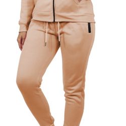 Beige 2 piece Womens Fleece Zip Hoodie/Jogger Set - medium $10