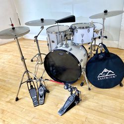 OCDP Pearl Export Mixed complete drum set new quiet cymbals double pedal $600 cash in Ontario 91762. 22” bass 14”CB Snare 12” 16” toms sticks & key & 
