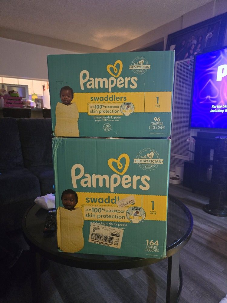 2 Boxes Of Pampers Size 1