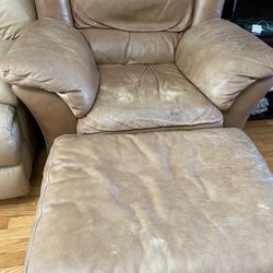 Leather Chair W/ottoman/if Interested Text (contact info removed)