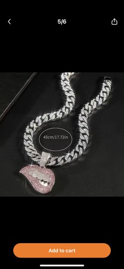 Pink Lips Pendant + Cuban Chain
