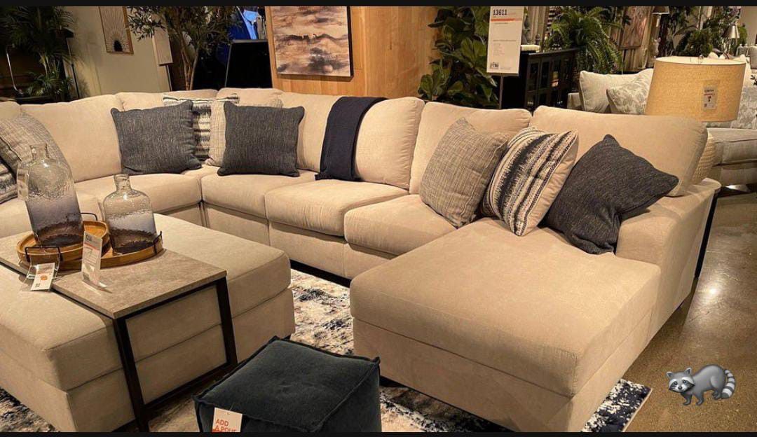 Lowder Stone  Left or Right Arm Facing Corner Chaise 4 Pc Sectional Sofa Couch With İnterest Free Payment Options 