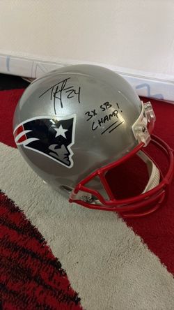 New England patriots signed helmet with COA full size