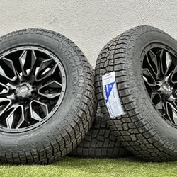 NEW Black 20” rims 6 lug Chevy Tahoe Wheels GMC Sierra Yukon A/T 33” Tires Dodge Ram Ford F-150