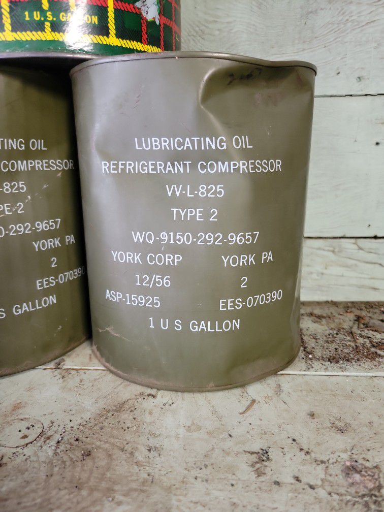 2 Antique Military Oil Can Full