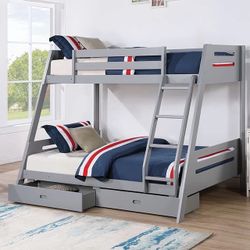 Gray Twin/ Full Bunk Bed 