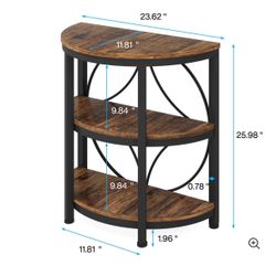 All New Half Round End Table 3 Tiers Narrow Side Table