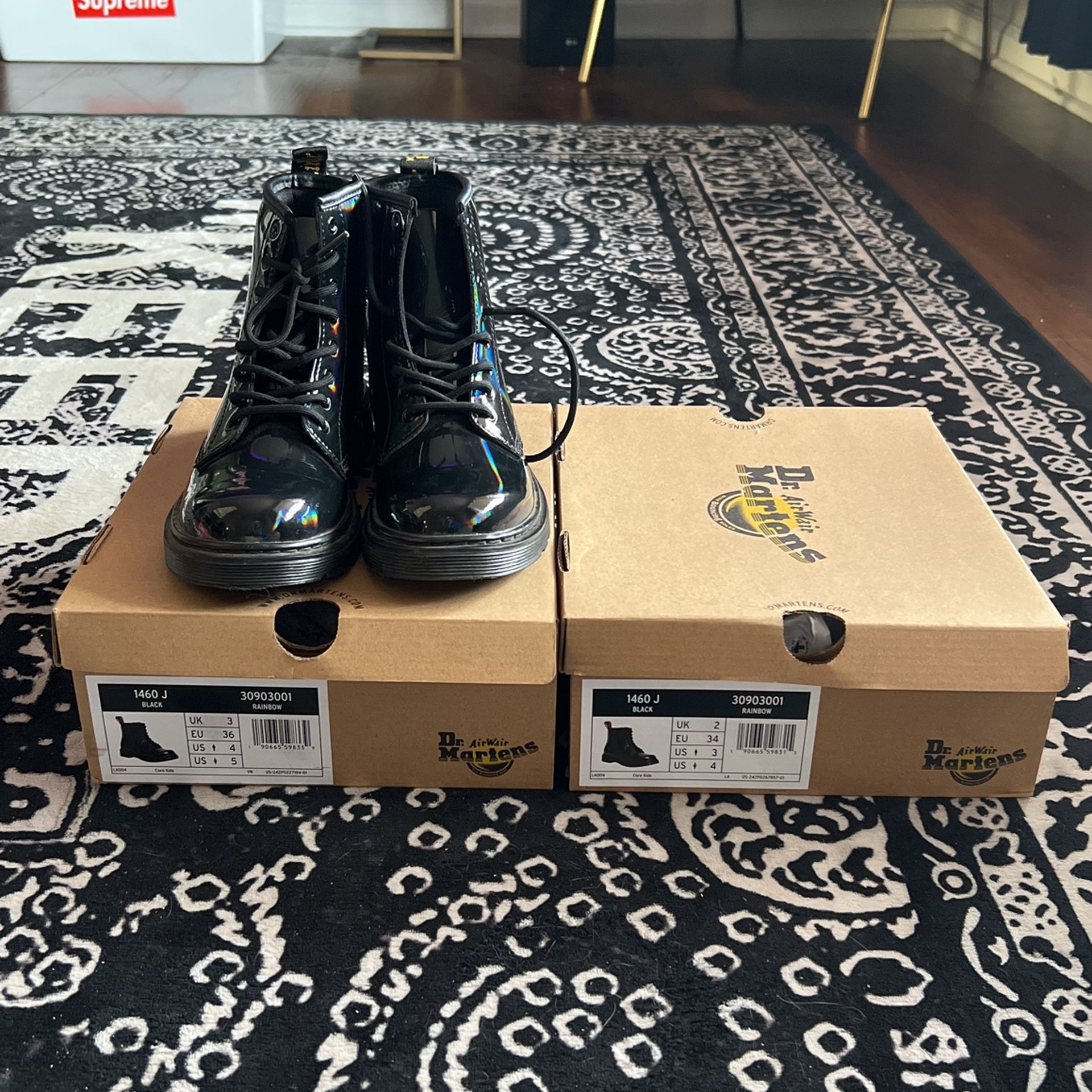 Dr. Marten Black Rainbow Boots – Youth Size 5 And 4