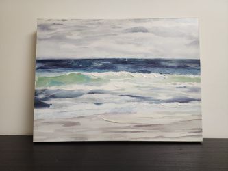 Textured Coastal Ocean Canvas – Like New