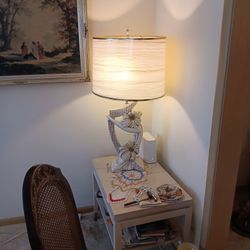 vintage mid-century modern 1950s atomic chalkware table lamp