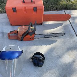 Husqvarna Chainsaw in GOOD working condition PLUS Face Protector and Noise-Canceling Headphones