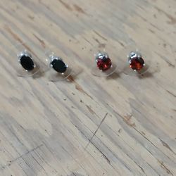 Garnet And Black Tourmaline Earrings. 25ctw 