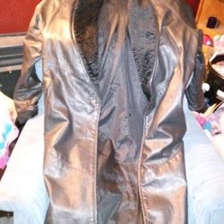 PELLE CUIR Leather Trench Jacket