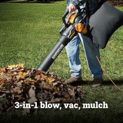 WORX TRIVAC WG512 3-in-1 Electric Leaf Blower, Mulcher & Vacuum 