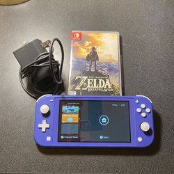 Nintendo Switch Lite Blue With Zelda And Charger