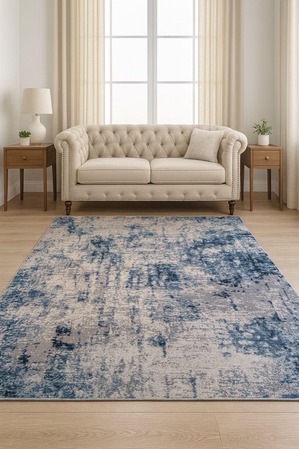 8x10 Blue Gray Abstract Modern Area Rug Distressed Design