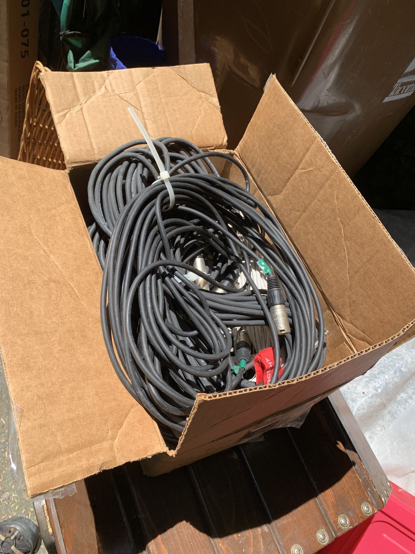 Box Of XLR speaker And Computer Cables $10