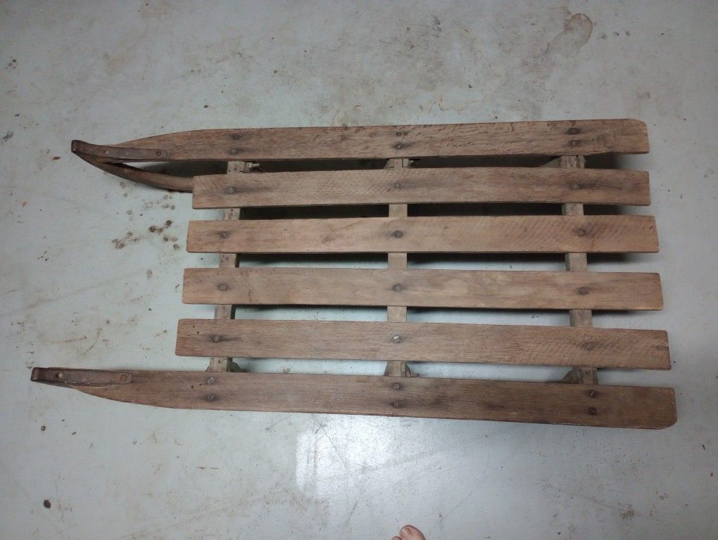 Antique Vintage Wood Wooden Sled Christmas Holiday Decoration Winter Snow