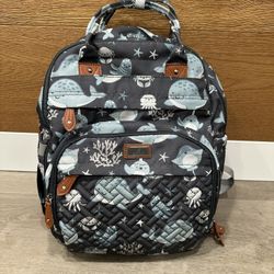 BabbleRoo Diaper Bag Backpack – Gray/Blue, Multifunction Baby Travel Bag