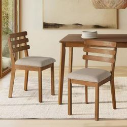 KithKasa medieval modern kitchen dining chair(set of 2), solid wood dining chair with white cushion（KKVA0201DWN-GRY)