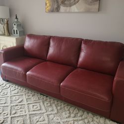 Red Leather (real) Sleeper Sofa
