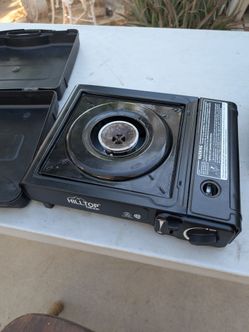 Hilltop Gear 8,000 BTU portable butane gas stove designed for camping and outdoor cooking
