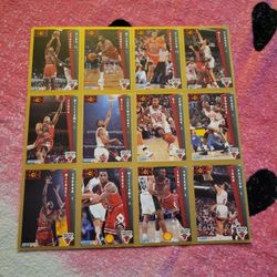 MICHAEL JORDAN / CHICAGO BULLS TEAM 1992-93 FLEER SHELL UNCUT SHEET OF 12 CARDS (Qty: 2)