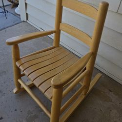 Childs Kids or Dolls Oak Wood Rocking Chair
