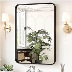 Bathroom Wall Mirror, 36x24 Inch, Black