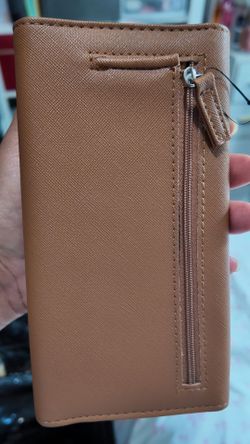 Tan Saffiano Leather Long Wallet