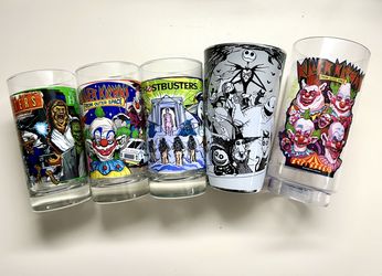 Set of 5 Horror-Themed Glasses New Never Used