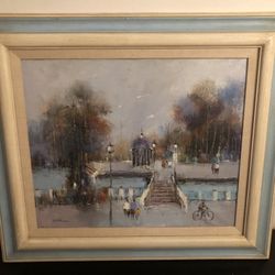 Attributed to a European artist, Cityscape, signed Morenno, oil on canvas, framed, circa mid to late 1900s