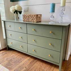 Modern 6 Drawer Sage Green Dresser