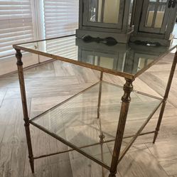 Mirror And Glass Antique Gold Side table 