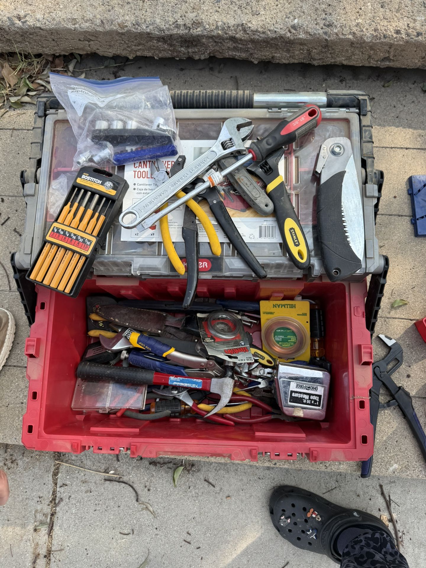 Toolbox and tools, some miscellaneous, and a few craftsmen