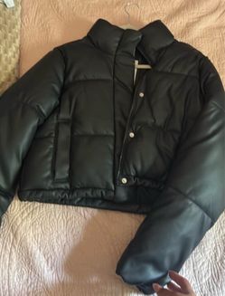 Women’s Hollister Black Leather Puffer