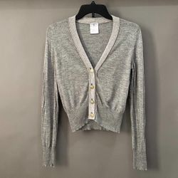 Chanel Cashmere Cardigan In Grey Size 36