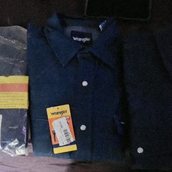 Brand New Wrangler Welding Denim Pearl Snap Shirt MS70119 — L Regular — $40
