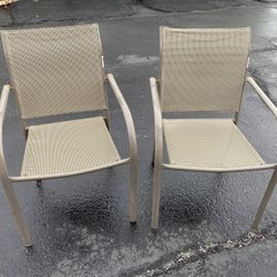 Pair Outdoor Aluminum Patio Chairs