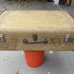 Vintage Wooden and Leather Suitcase