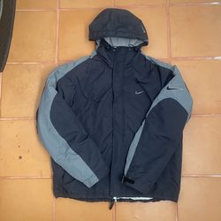Nike Black/gray Swoosh Cold Weather Jacket Fleece Lined Size XL 2000’s Vintage