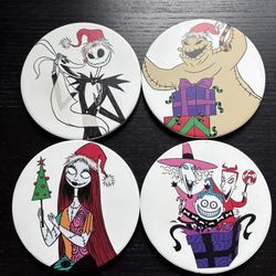 Disney The Nightmare Before Christmas 4 Ceramic Coaster Set Jack/Sally/Oogie Boogie